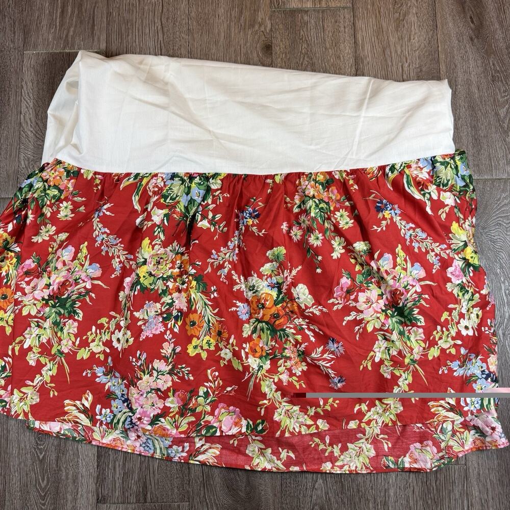 Ralph Lauren Belle Harbor Queen Bedskirt Floral Pattern Red Multicolor RARE